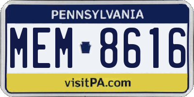 PA license plate MEM8616