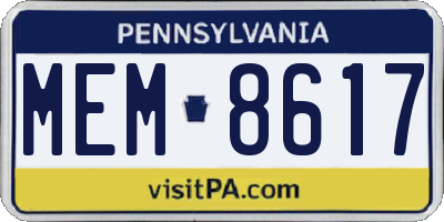 PA license plate MEM8617