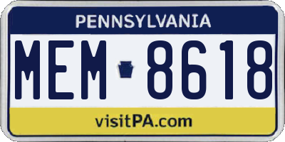 PA license plate MEM8618