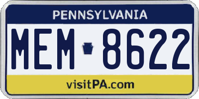 PA license plate MEM8622