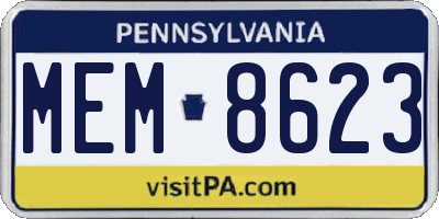 PA license plate MEM8623