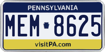PA license plate MEM8625