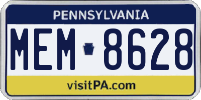 PA license plate MEM8628