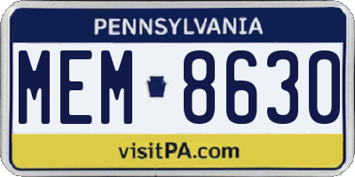 PA license plate MEM8630