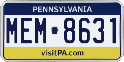 PA license plate MEM8631
