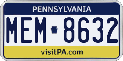 PA license plate MEM8632