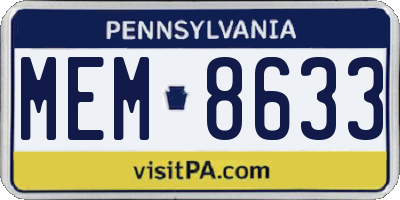 PA license plate MEM8633