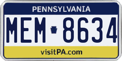 PA license plate MEM8634
