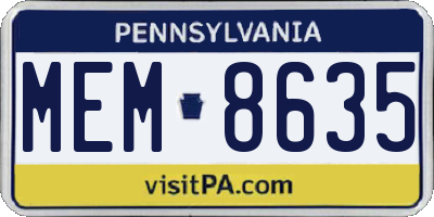 PA license plate MEM8635