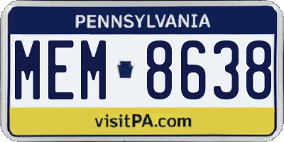 PA license plate MEM8638
