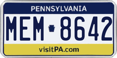 PA license plate MEM8642