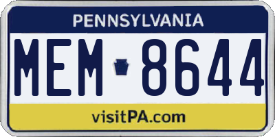 PA license plate MEM8644