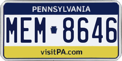 PA license plate MEM8646