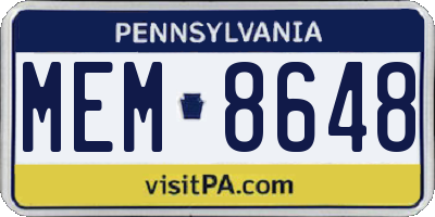 PA license plate MEM8648
