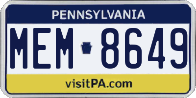 PA license plate MEM8649