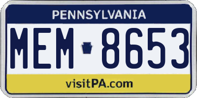 PA license plate MEM8653