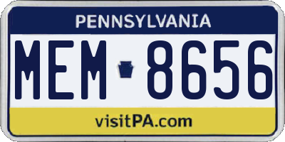 PA license plate MEM8656