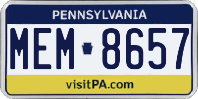 PA license plate MEM8657