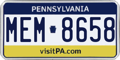 PA license plate MEM8658