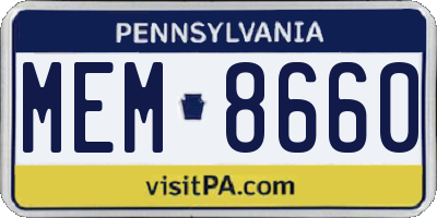 PA license plate MEM8660