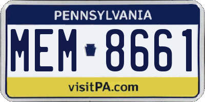 PA license plate MEM8661