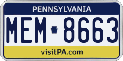 PA license plate MEM8663