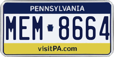 PA license plate MEM8664
