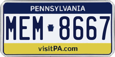 PA license plate MEM8667