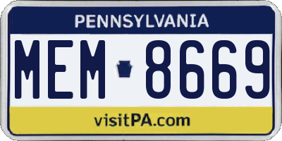 PA license plate MEM8669