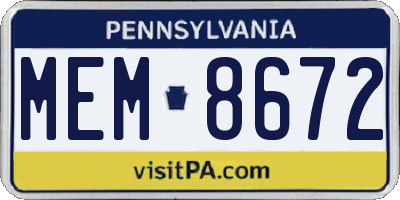 PA license plate MEM8672