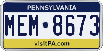 PA license plate MEM8673