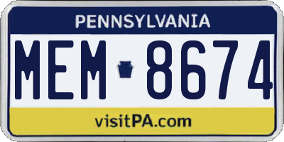 PA license plate MEM8674