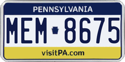PA license plate MEM8675