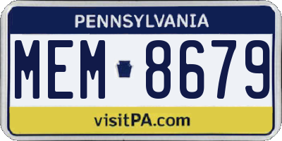 PA license plate MEM8679