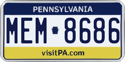 PA license plate MEM8686