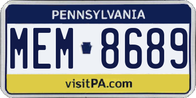 PA license plate MEM8689