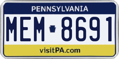PA license plate MEM8691