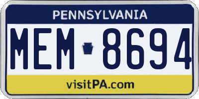 PA license plate MEM8694