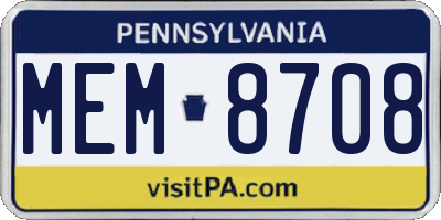 PA license plate MEM8708