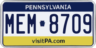 PA license plate MEM8709