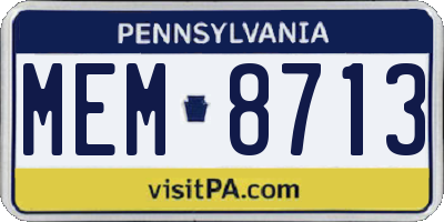 PA license plate MEM8713
