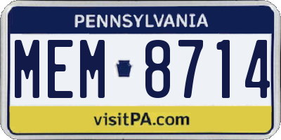 PA license plate MEM8714