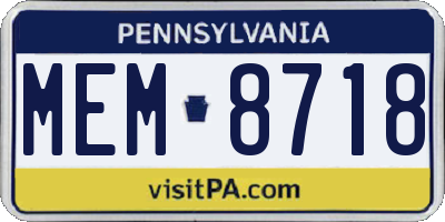 PA license plate MEM8718