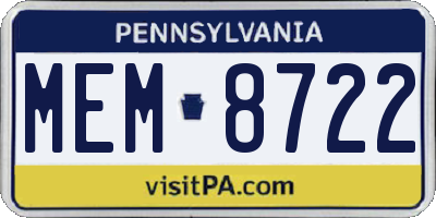 PA license plate MEM8722