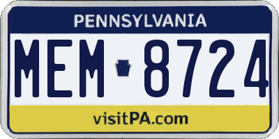 PA license plate MEM8724