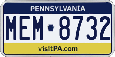 PA license plate MEM8732