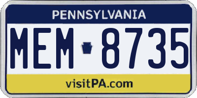 PA license plate MEM8735