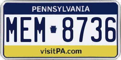 PA license plate MEM8736