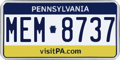 PA license plate MEM8737