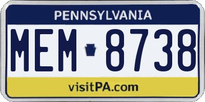 PA license plate MEM8738